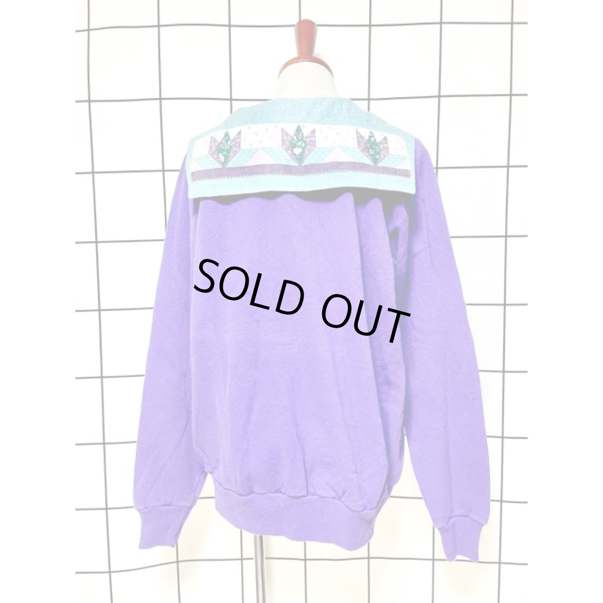 画像2: リボン セーラー襟 ハート 花柄 パープル プルオーバー ヴィンテージ アメリカ古着 スウェット (2)