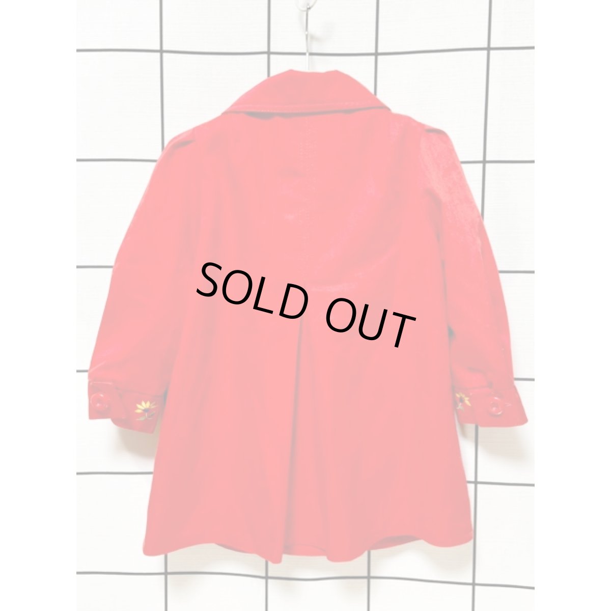 画像2: 子供古着 kids 刺繍 レッド ヨーロッパ ヴィンテージ コート (2)