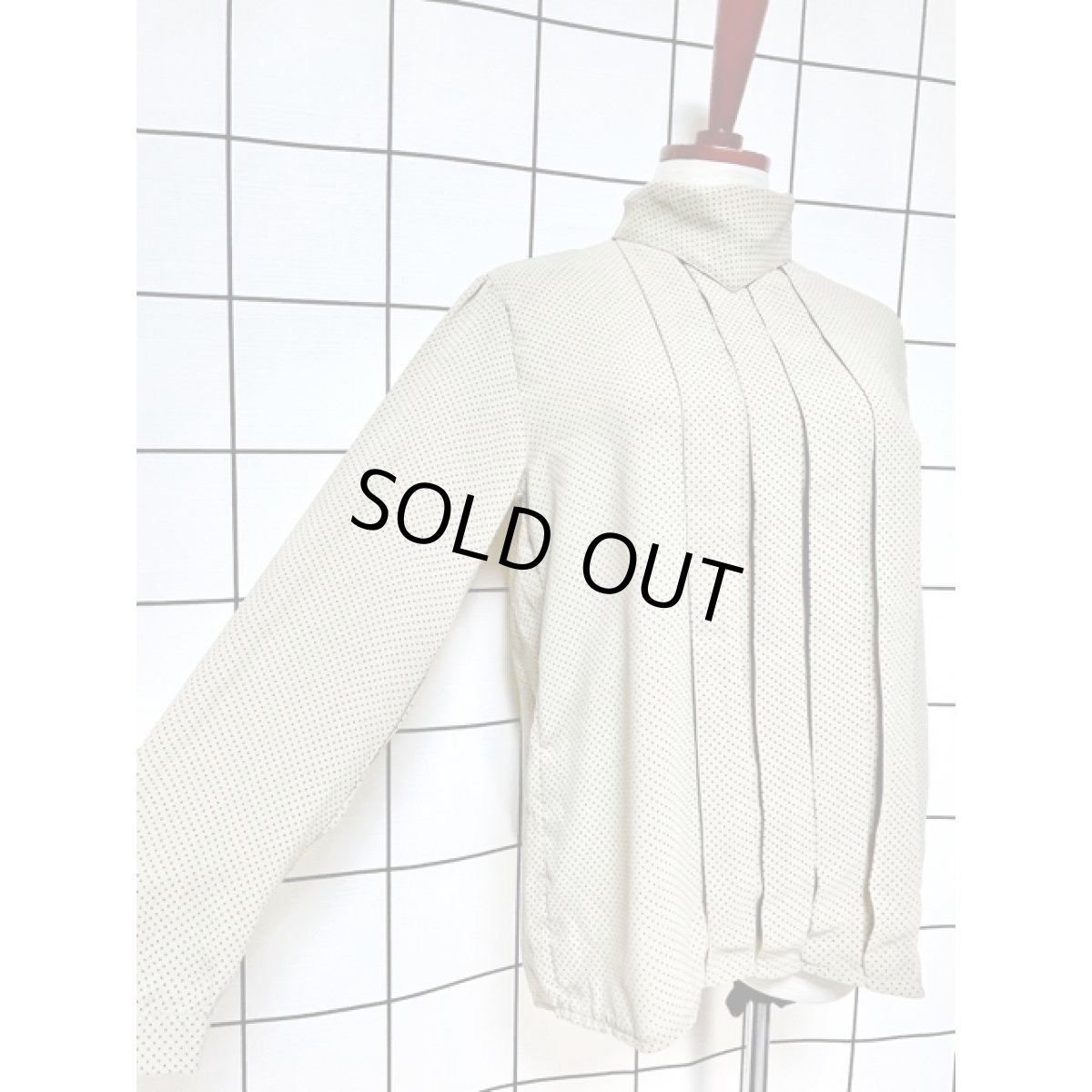 画像6: ドット柄 タートルネック タック 長袖 レトロ アメリカ古着 ヴィンテージトップス (6)