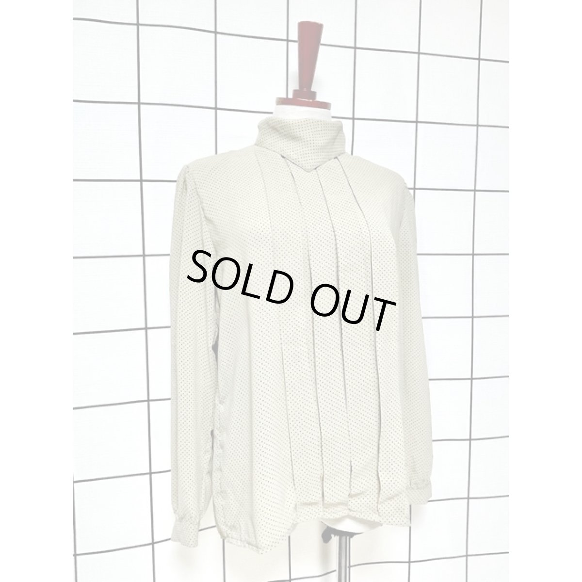 画像3: ドット柄 タートルネック タック 長袖 レトロ アメリカ古着 ヴィンテージトップス (3)