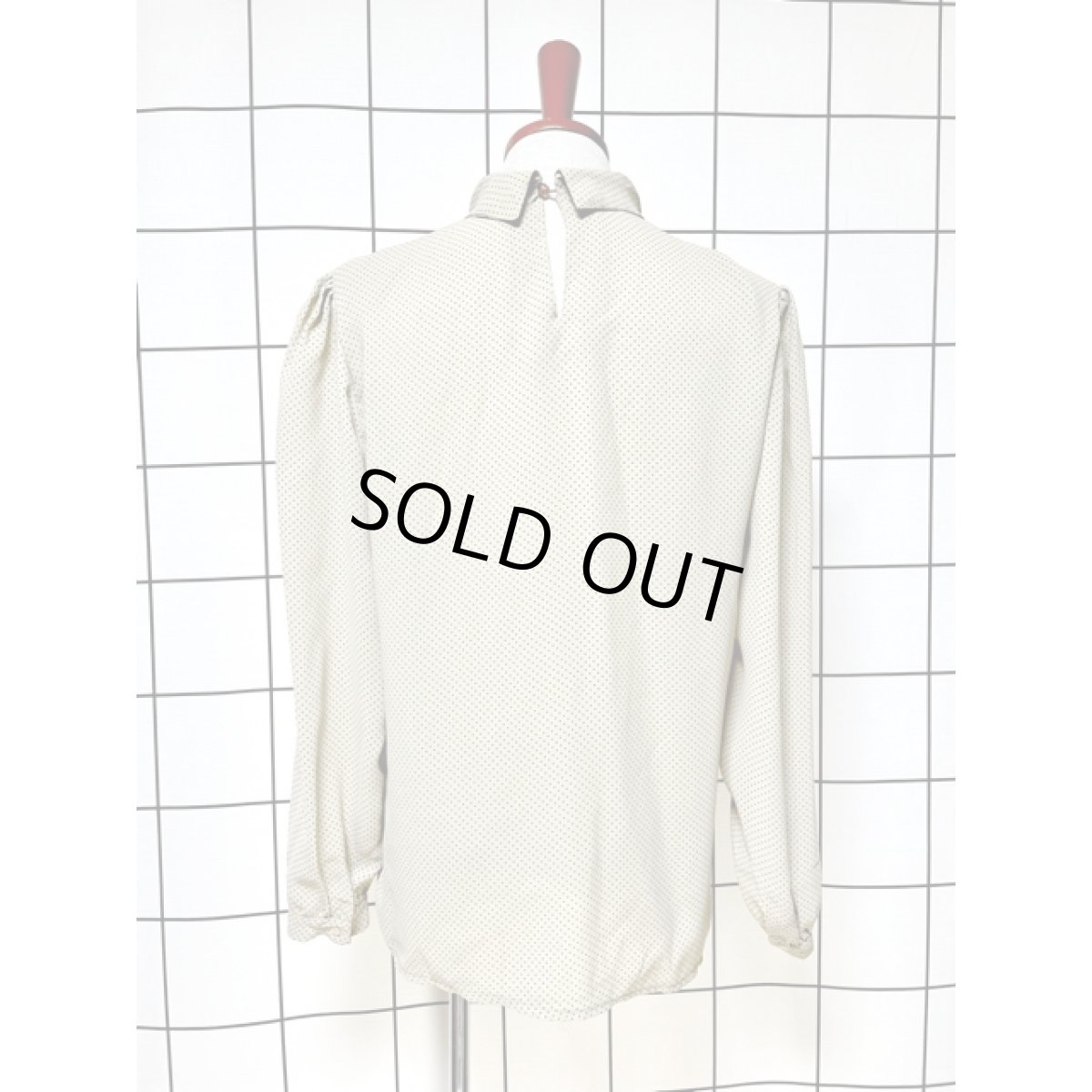 画像2: ドット柄 タートルネック タック 長袖 レトロ アメリカ古着 ヴィンテージトップス (2)