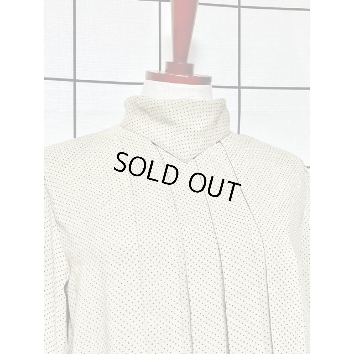 画像5: ドット柄 タートルネック タック 長袖 レトロ アメリカ古着 ヴィンテージトップス (5)