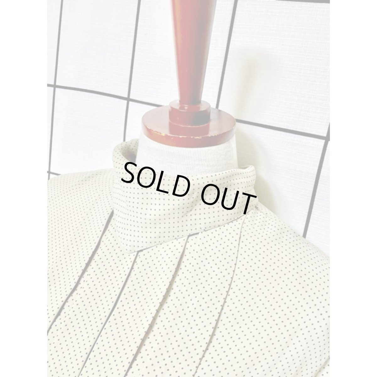 画像4: ドット柄 タートルネック タック 長袖 レトロ アメリカ古着 ヴィンテージトップス (4)