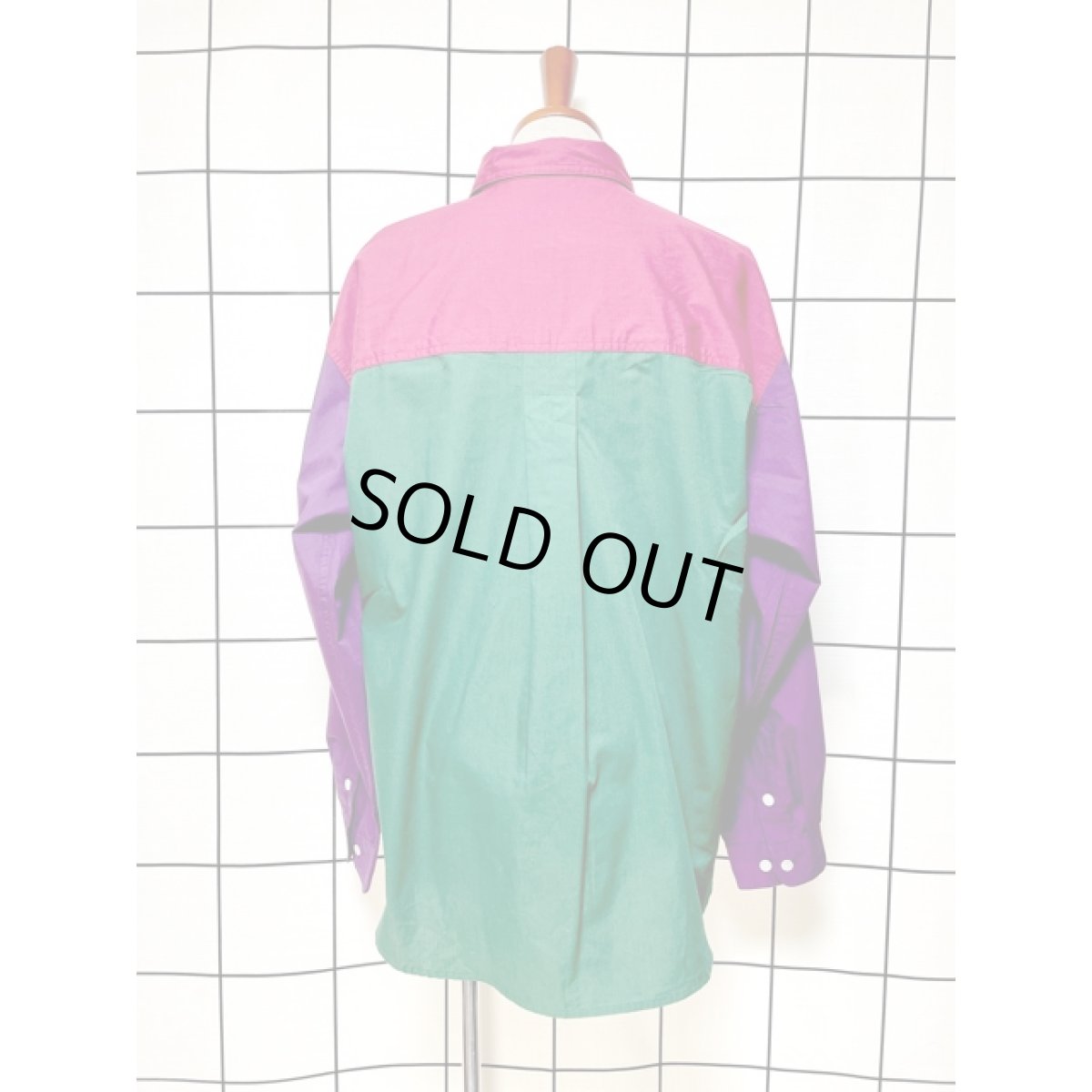 画像2: マルチカラー アメリカ古着 長袖 シャツ レトロ ヴィンテージブラウス (2)