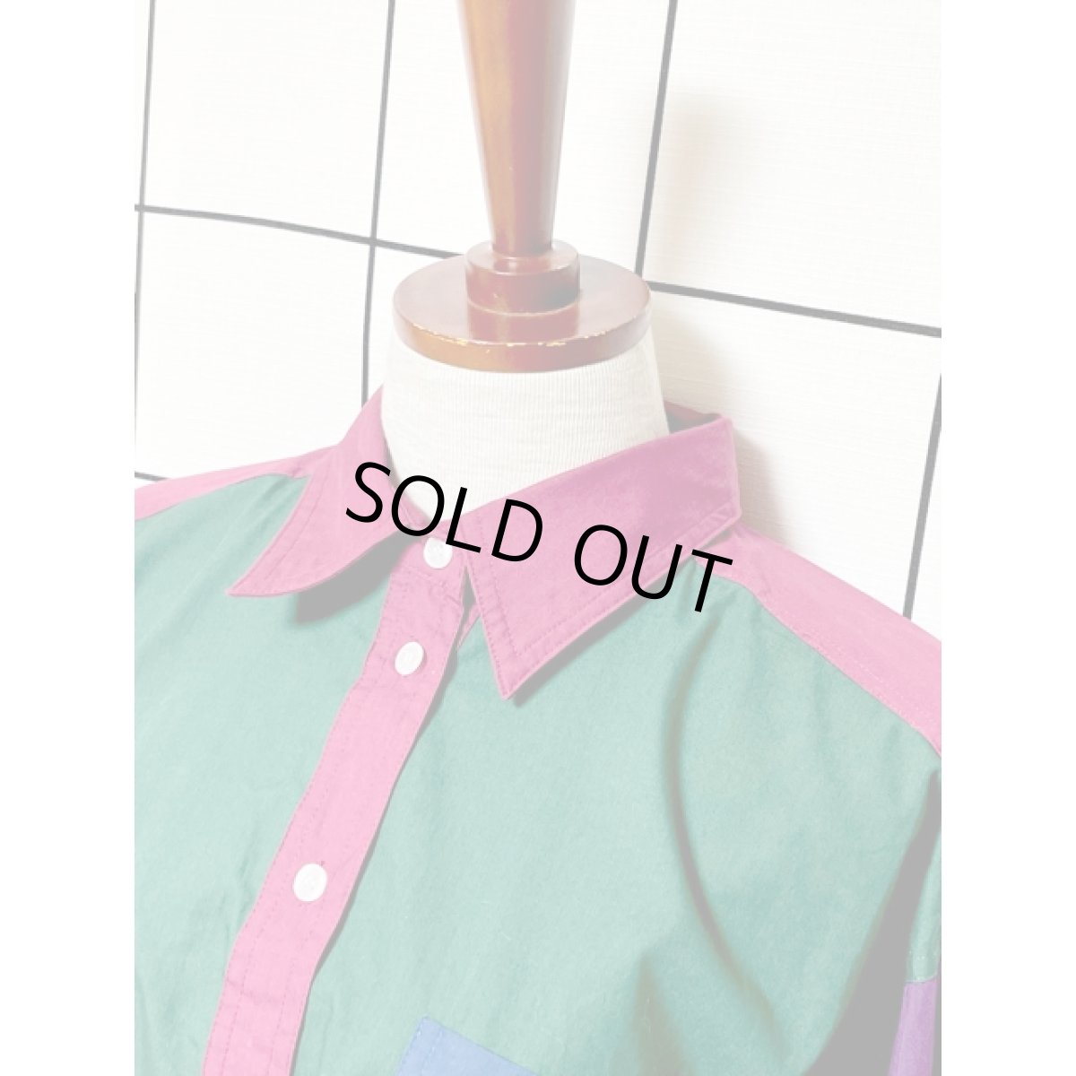 画像4: マルチカラー アメリカ古着 長袖 シャツ レトロ ヴィンテージブラウス (4)