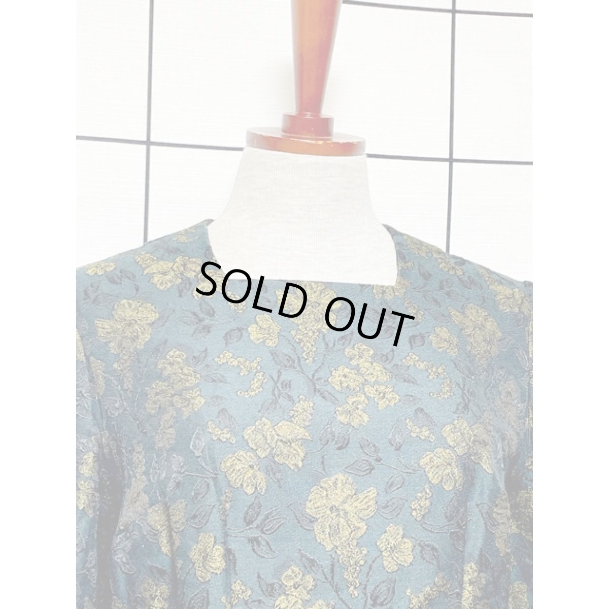 画像5: 深めのグリーン 上質 花模様織り パーティー衣装などにもおすすめ レトロ フランス古着 ヴィンテージドレス (5)