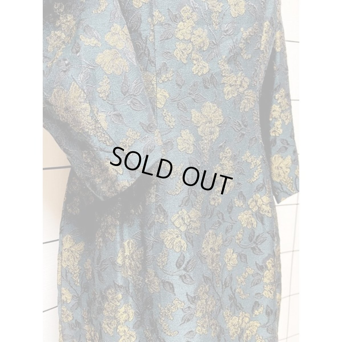 画像7: 深めのグリーン 上質 花模様織り パーティー衣装などにもおすすめ レトロ フランス古着 ヴィンテージドレス (7)