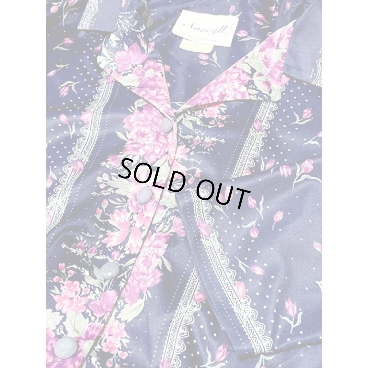 画像10: 花柄 ドット柄 ネイビー ウエストゴム レトロ アメリカ古着 ヴィンテージ ワンピース (10)