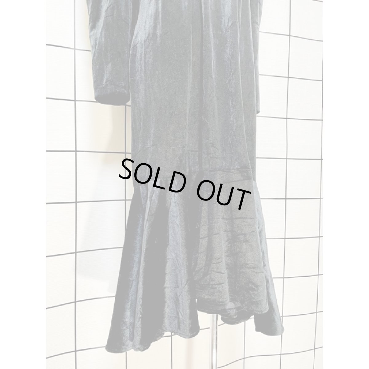 画像9: ベロア ビッグカラー レースリボン 高級感のあるブラック アメリカ古着 ヴィンテージドレス (9)