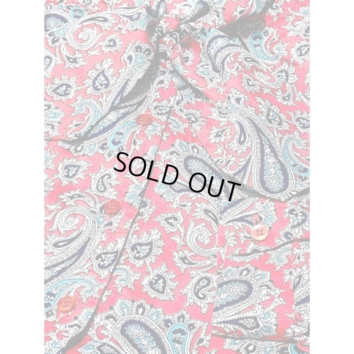 画像8: リボンタイ ペイズリー レッド アメリカ古着 レトロ シャツ ヴィンテージブラウス (8)