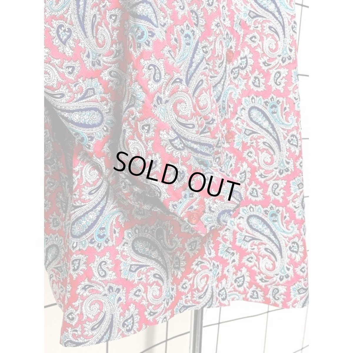 画像7: リボンタイ ペイズリー レッド アメリカ古着 レトロ シャツ ヴィンテージブラウス (7)