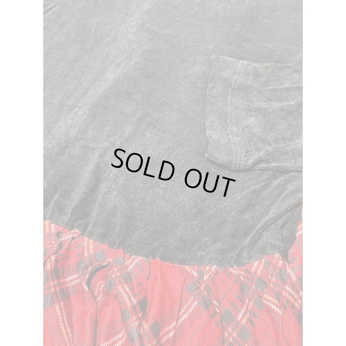 画像10: チェック切り替え ペイズリー ウエストゴム アメリカ古着 長袖 レトロ ヴィンテージワンピース (10)