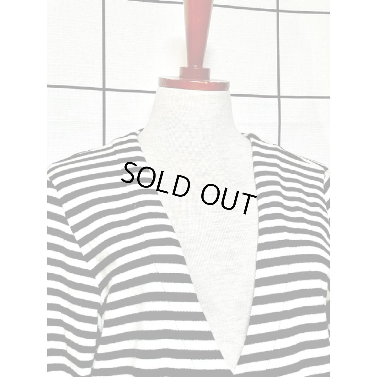 画像5: ボーダー ホワイト ブラック レトロ アメリカ古着 ヴィンテージカーディガン (5)