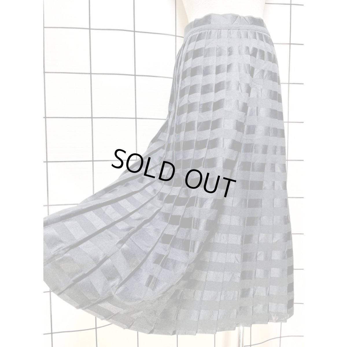 画像4: プリーツ ボーダー ブラック レトロ アメリカ古着 ヴィンテージスカート (4)