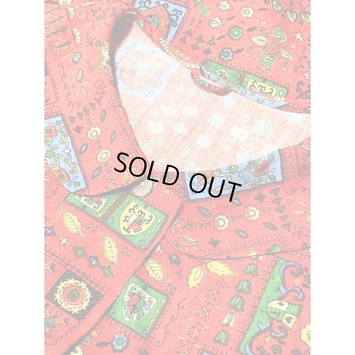 画像11: 丸襟 レトロ柄 アメリカ古着 シャツ ヴィンテージブラウス (11)