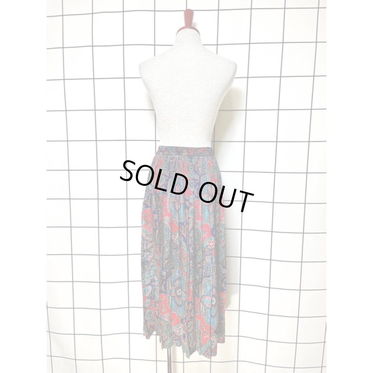 画像6: プリーツ スカーフ模様  ウエストゴム レトロ アメリカ古着 ヴィンテージスカート (6)