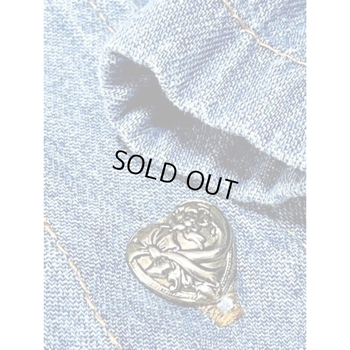 画像10: デニム オーバーサイズ スタッズ ハートボタン ノーカラー アメリカ古着 ジャケット (10)