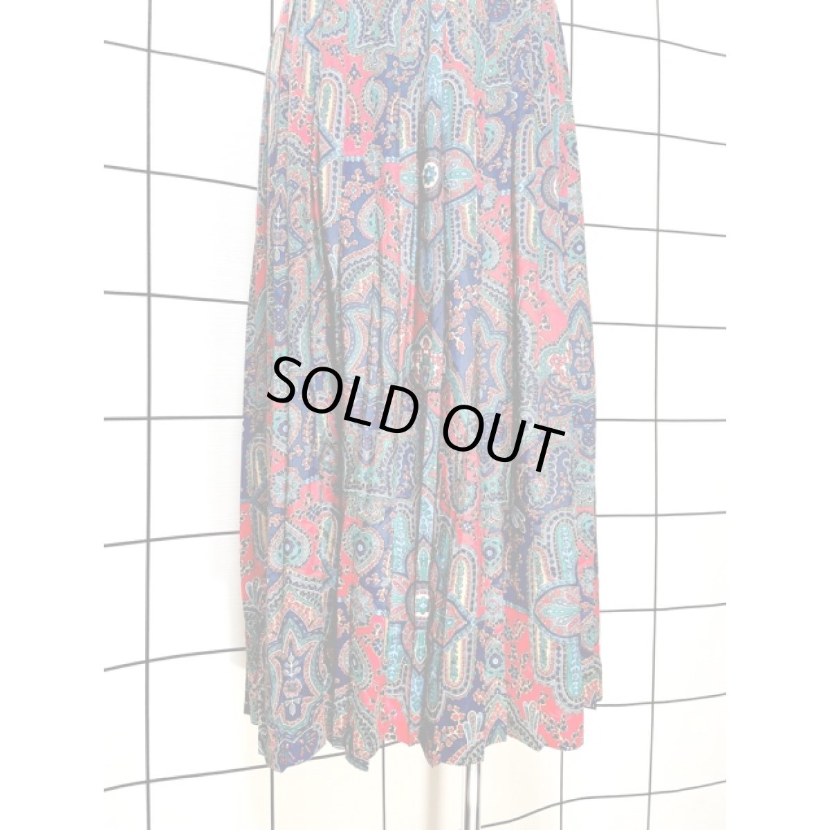 画像3: プリーツ スカーフ模様  ウエストゴム レトロ アメリカ古着 ヴィンテージスカート (3)