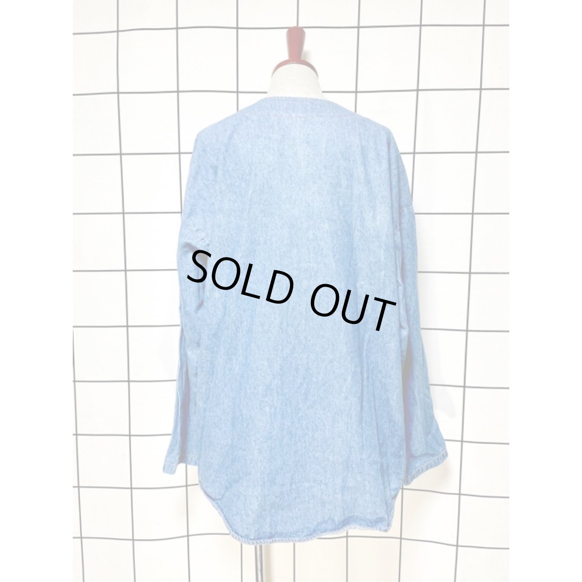 画像2: デニム オーバーサイズ スタッズ ハートボタン ノーカラー アメリカ古着 ジャケット (2)