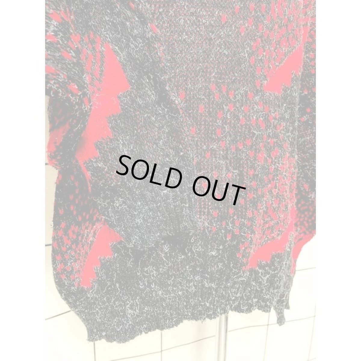 画像7: 小さなハート編み プルオーバー ブラック レッド アメリカ古着 ニットセーター (7)