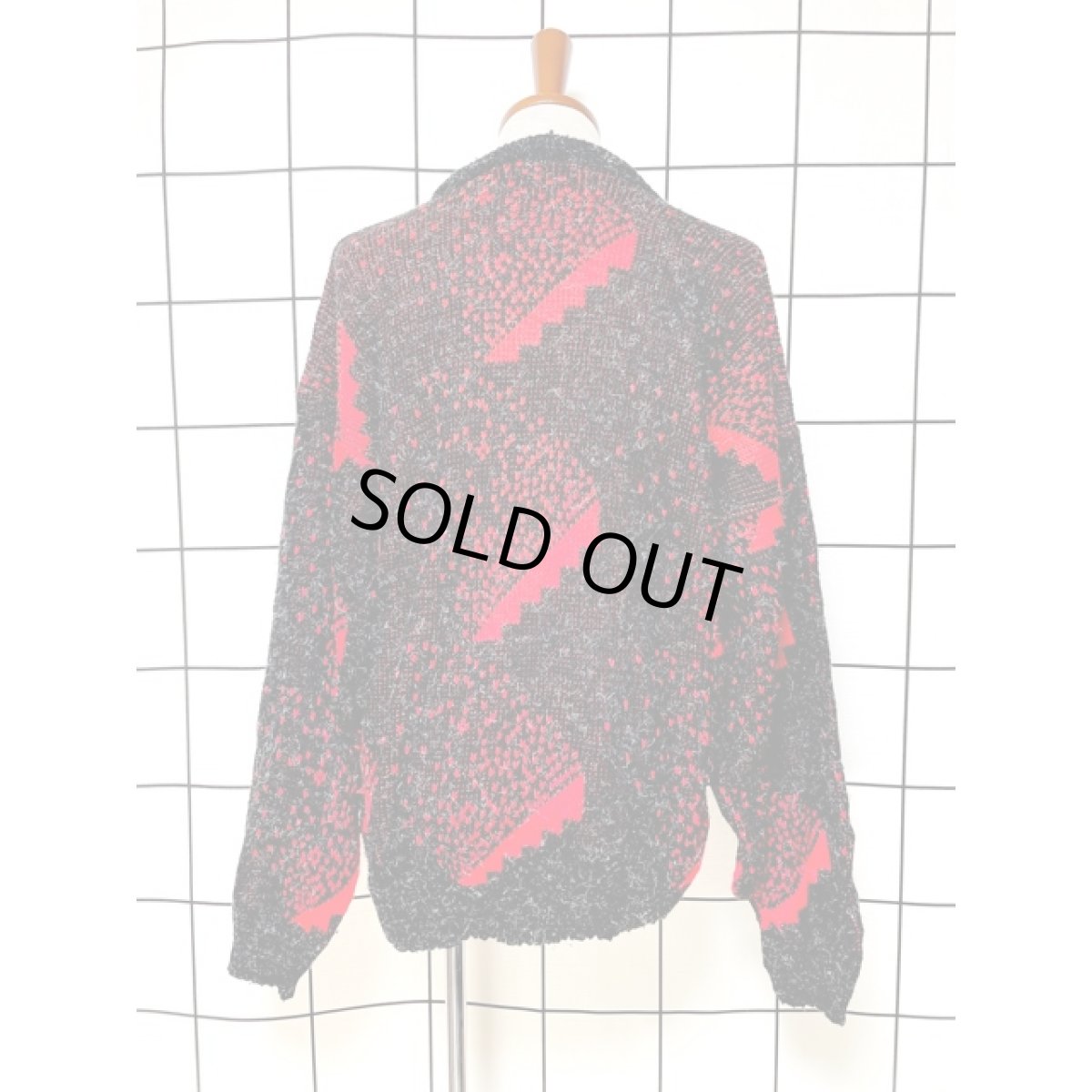 画像2: 小さなハート編み プルオーバー ブラック レッド アメリカ古着 ニットセーター (2)