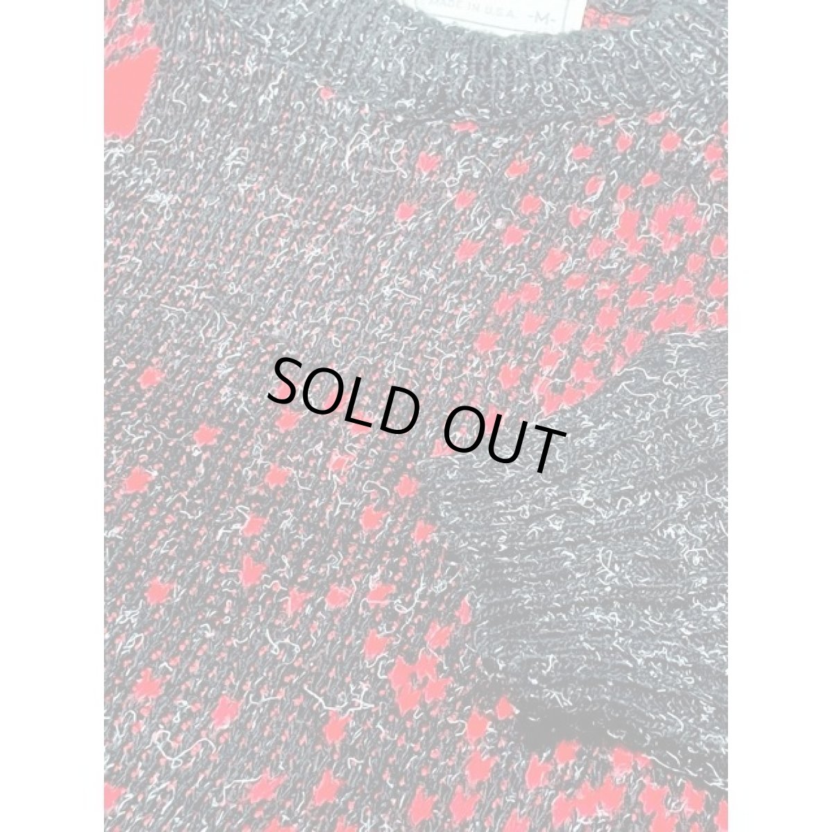 画像8: 小さなハート編み プルオーバー ブラック レッド アメリカ古着 ニットセーター (8)