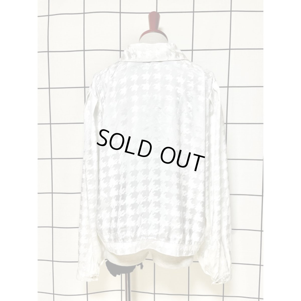 画像2: 千鳥格子柄 クリアボタン ホワイト レトロ アメリカ古着 シャツ ヴィンテージブラウス (2)