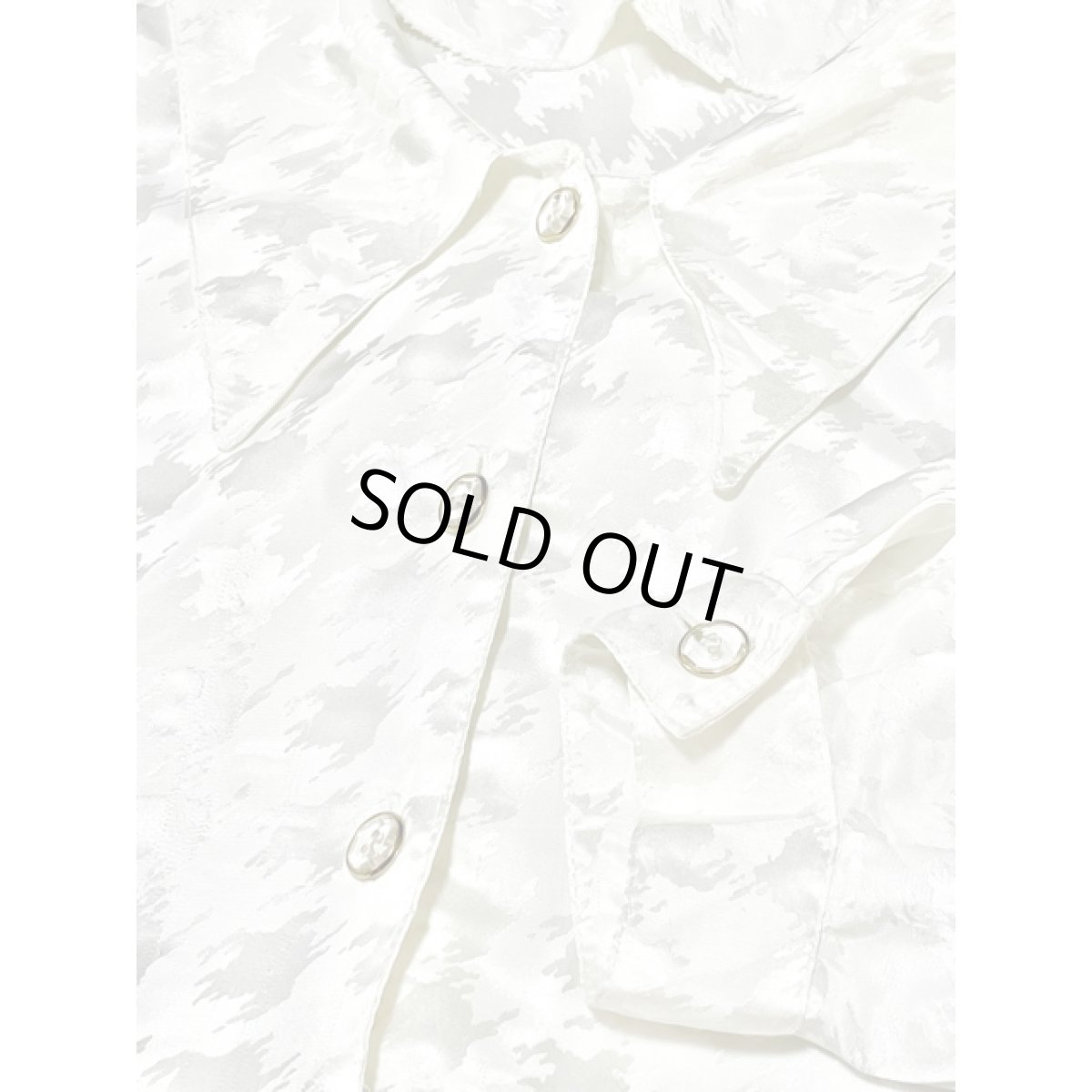 画像8: 千鳥格子柄 クリアボタン ホワイト レトロ アメリカ古着 シャツ ヴィンテージブラウス (8)