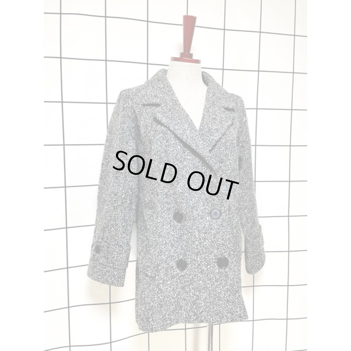 画像4: ツイード JILLJR. ウール ダブルボタン レトロ アメリカ古着 ヴィンテージコート (4)