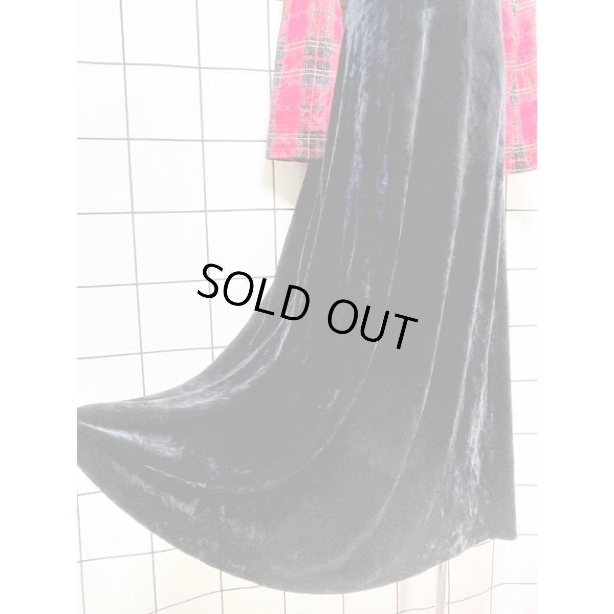 画像10: チェック ニット ベロア切り替え ブレード装飾 高級感 UNIONMADE アメリカ古着 ヴィンテージロングドレス (10)