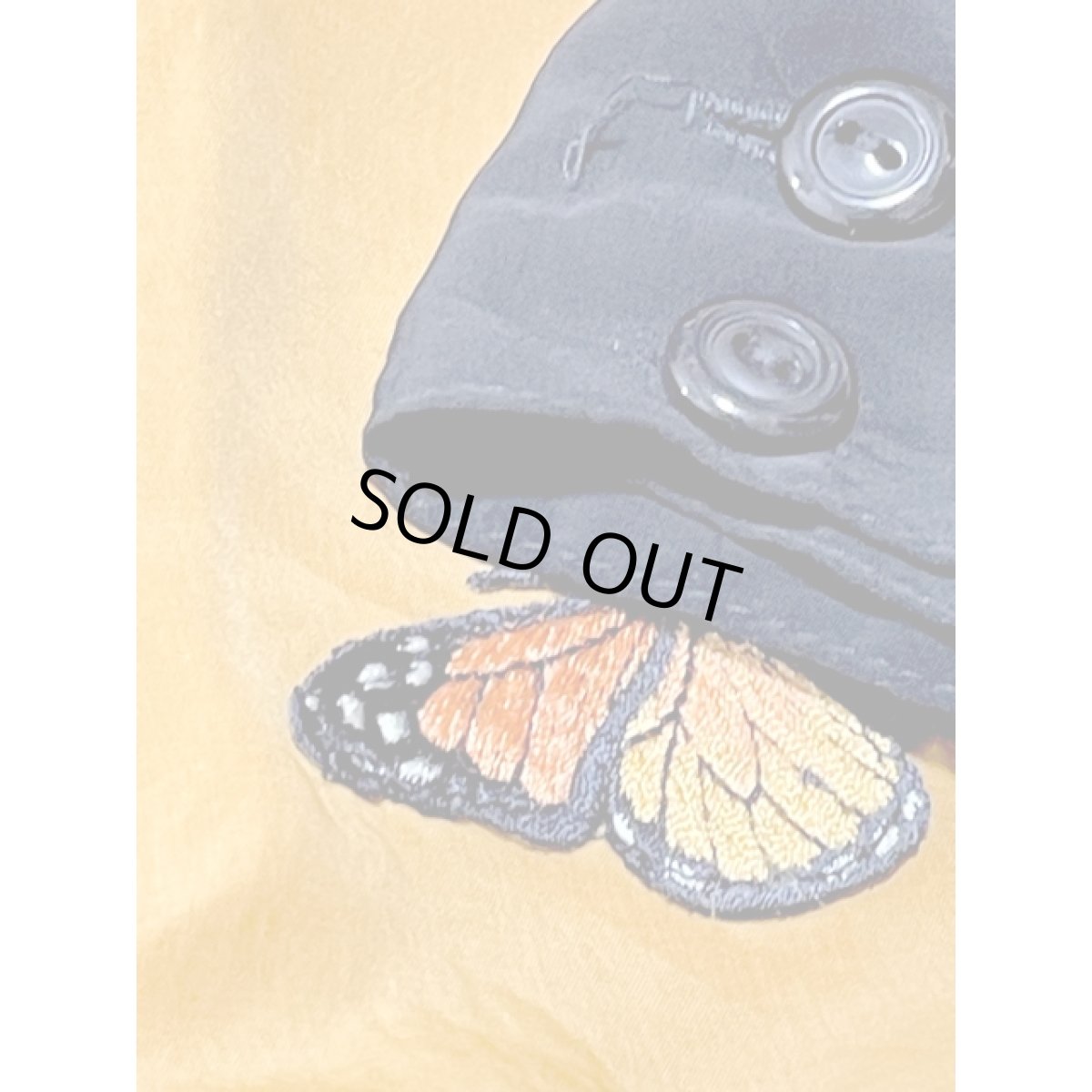 画像12: バタフライ刺繍パッチ マスタードカラー ウエストゴム レトロ 長袖 アメリカ古着 ヴィンテージワンピース (12)