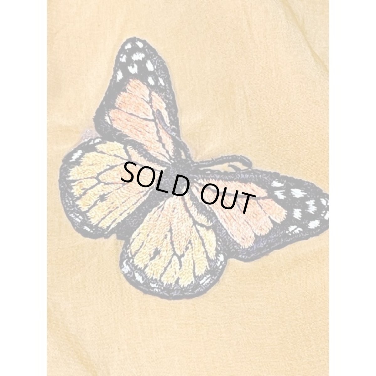 画像11: バタフライ刺繍パッチ マスタードカラー ウエストゴム レトロ 長袖 アメリカ古着 ヴィンテージワンピース (11)