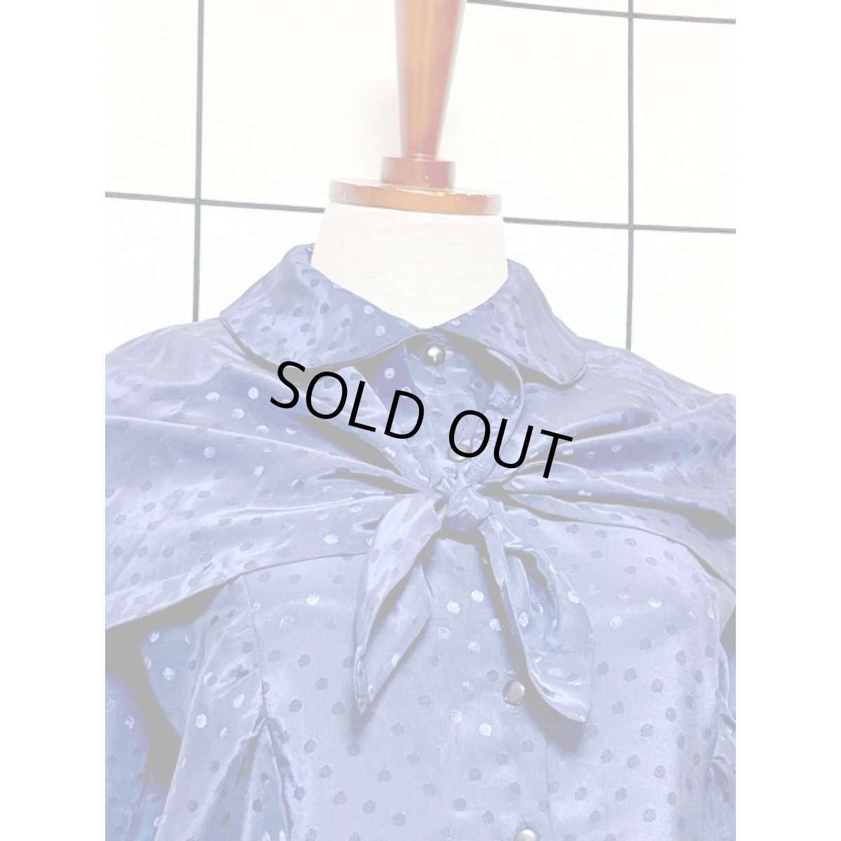 画像6: ★★50％OFF BIGSALE 対象商品★★ ネイビー ドット織り フロントリボン アメリカ古着 ヴィンテージワンピース (6)