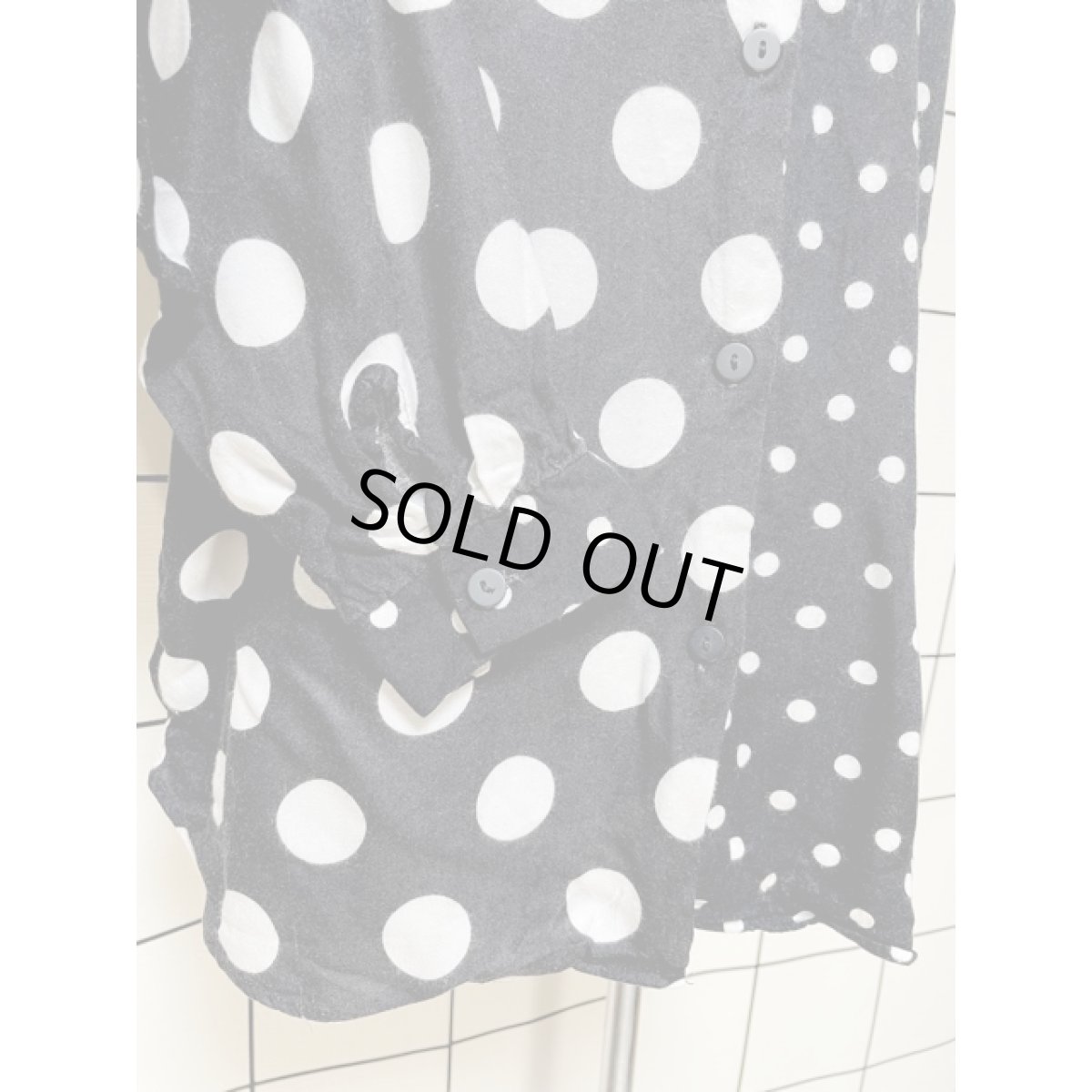 画像7: アシンメトリー モノクロドット レトロ シャツ アメリカ古着 ブラウス (7)