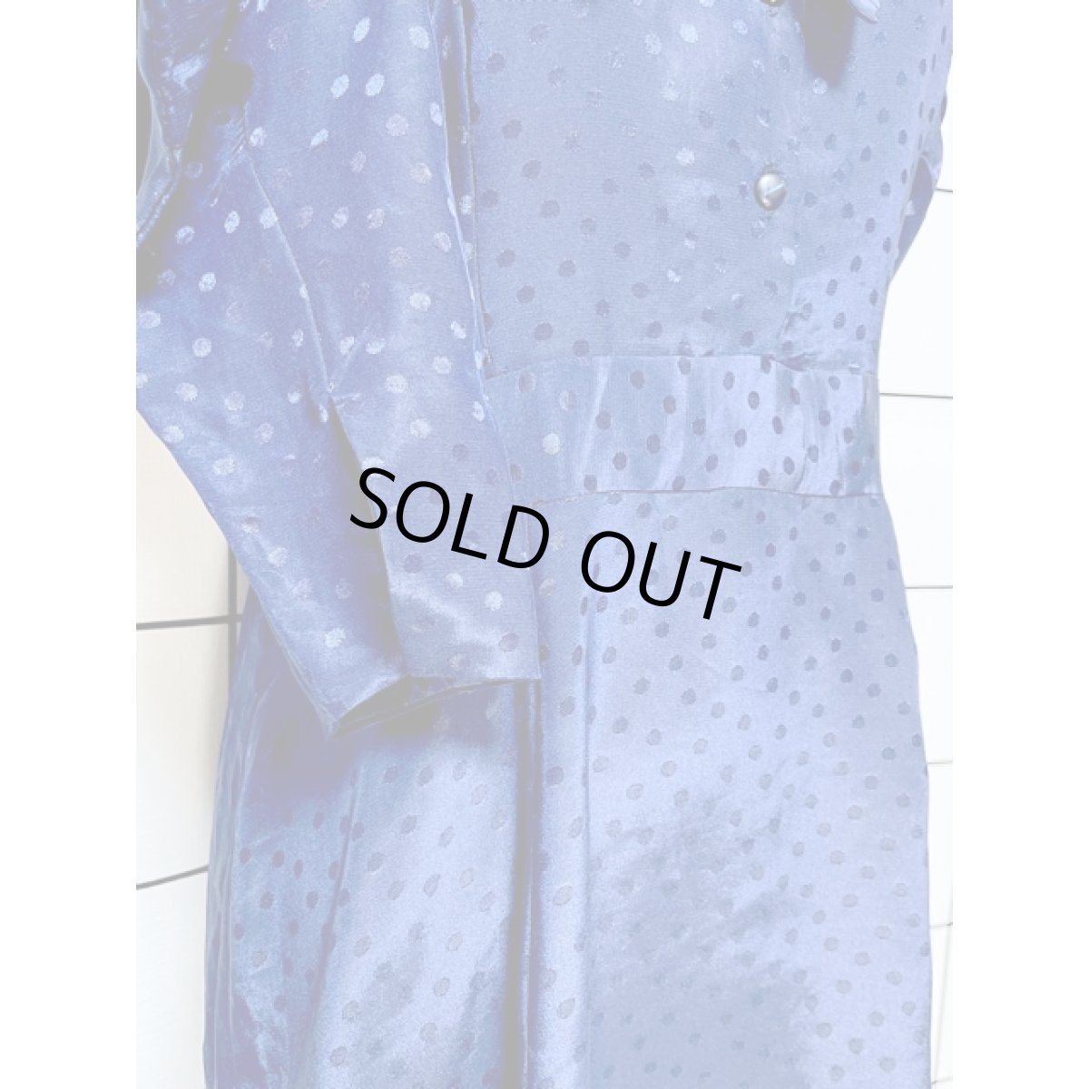 画像8: ★★50％OFF BIGSALE 対象商品★★ ネイビー ドット織り フロントリボン アメリカ古着 ヴィンテージワンピース (8)