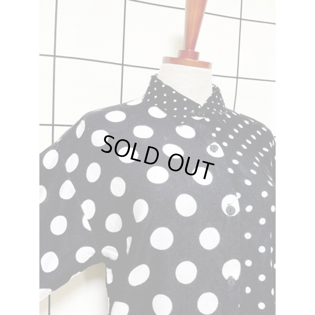 画像6: アシンメトリー モノクロドット レトロ シャツ アメリカ古着 ブラウス (6)