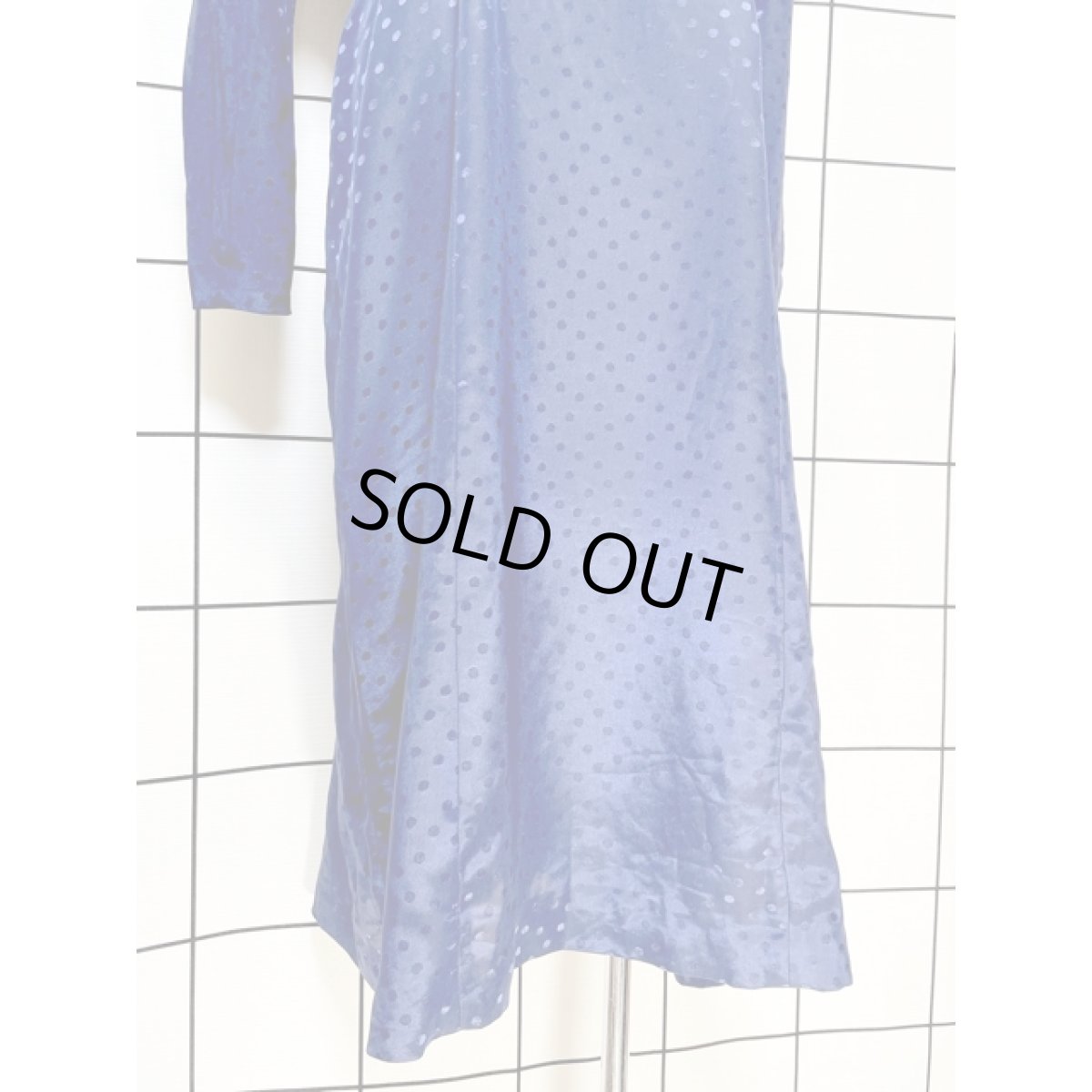 画像9: ★★50％OFF BIGSALE 対象商品★★ ネイビー ドット織り フロントリボン アメリカ古着 ヴィンテージワンピース (9)