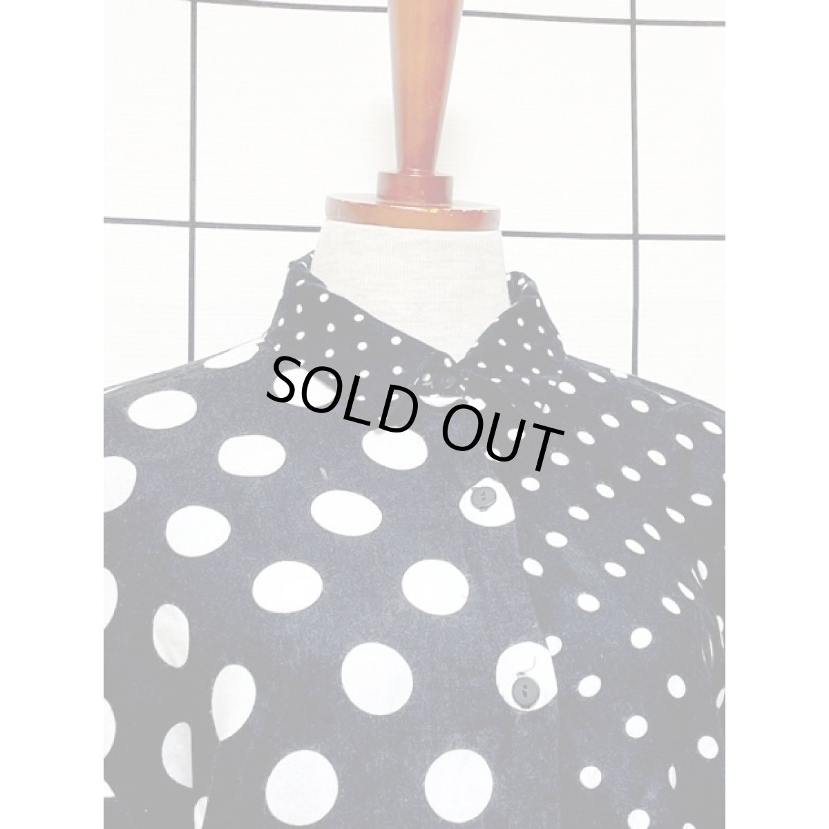 画像5: アシンメトリー モノクロドット レトロ シャツ アメリカ古着 ブラウス (5)