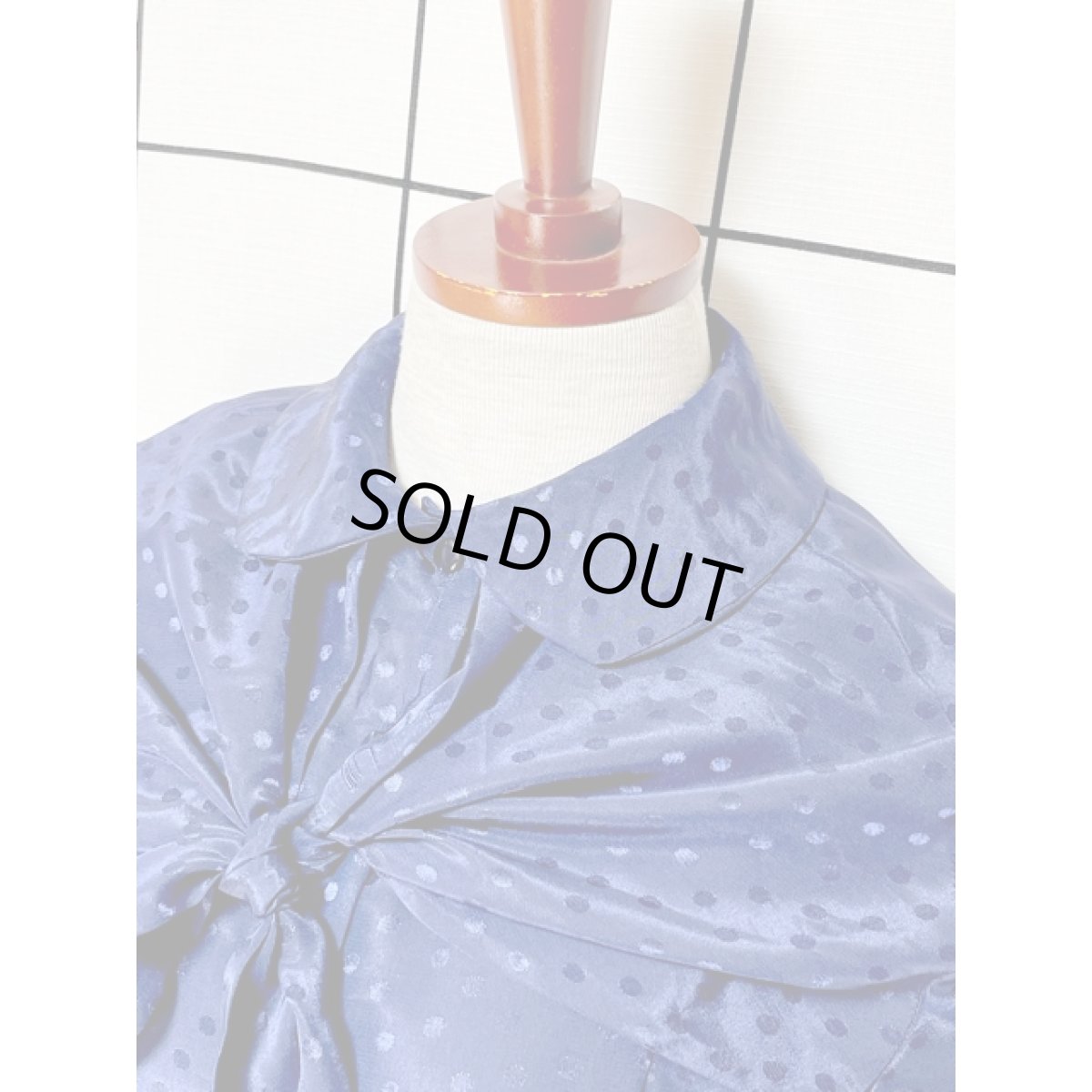 画像5: ★★50％OFF BIGSALE 対象商品★★ ネイビー ドット織り フロントリボン アメリカ古着 ヴィンテージワンピース (5)