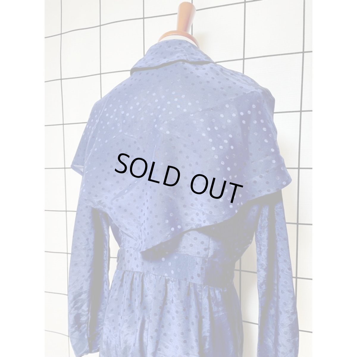 画像3: ★★50％OFF BIGSALE 対象商品★★ ネイビー ドット織り フロントリボン アメリカ古着 ヴィンテージワンピース (3)