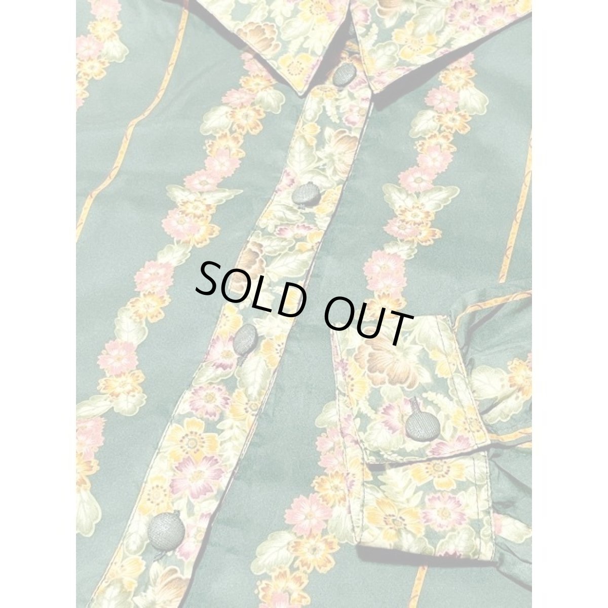 画像8: 花柄 ストライプ オーバーサイズ レトロ アメリカ古着 長袖 シャツ ヴィンテージブラウス (8)