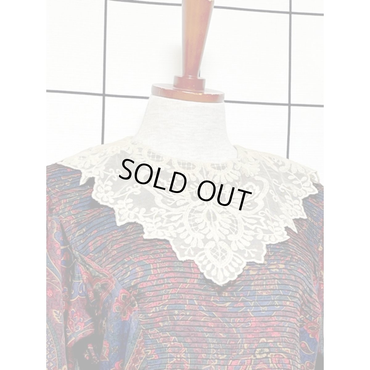 画像6: レース襟 フロントタック バックリボン ヴィンテージ アメリカ古着 ワンピース  (6)