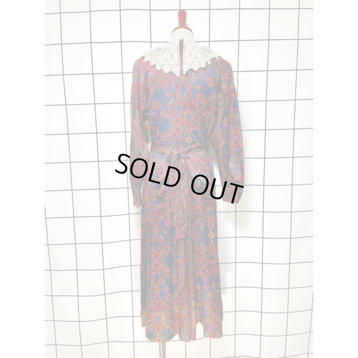 画像2: レース襟 フロントタック バックリボン ヴィンテージ アメリカ古着 ワンピース  (2)