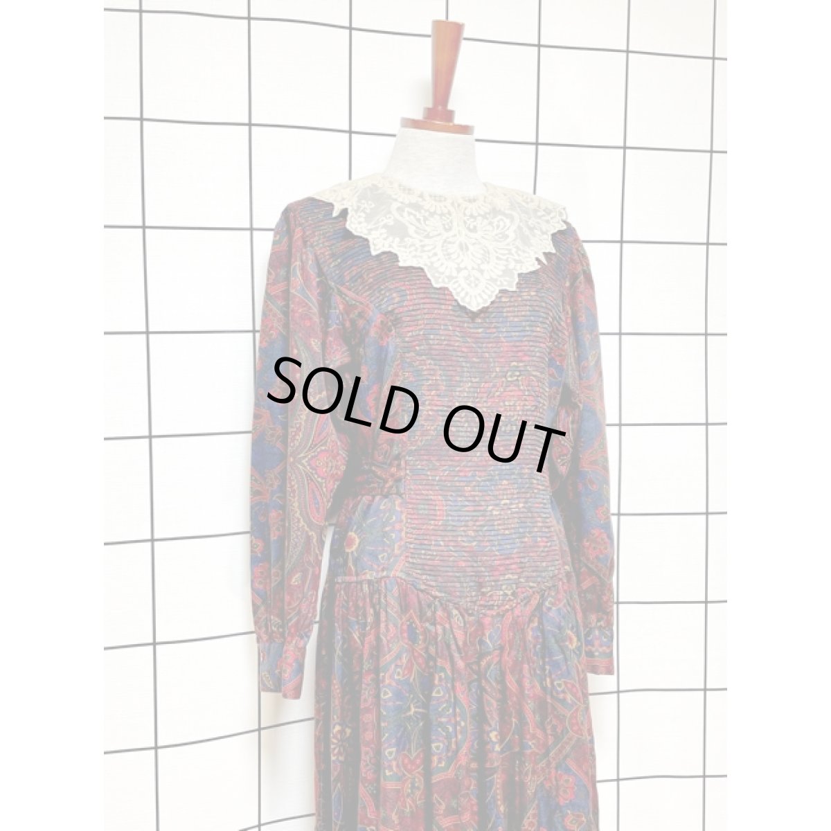 画像4: レース襟 フロントタック バックリボン ヴィンテージ アメリカ古着 ワンピース  (4)