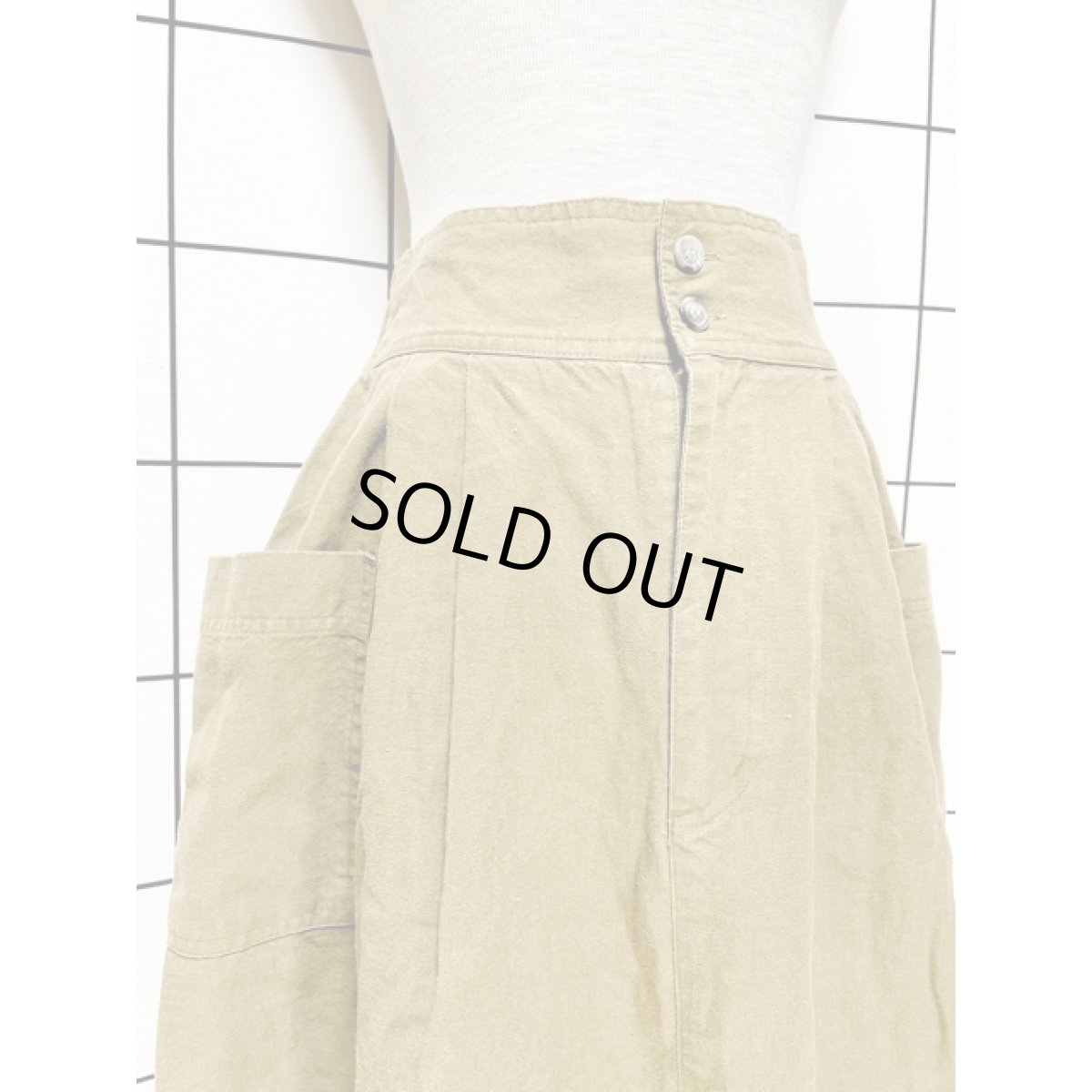 画像2: 無地 ウエストゴム レトロ アメリカ古着 ヴィンテージスカート (2)