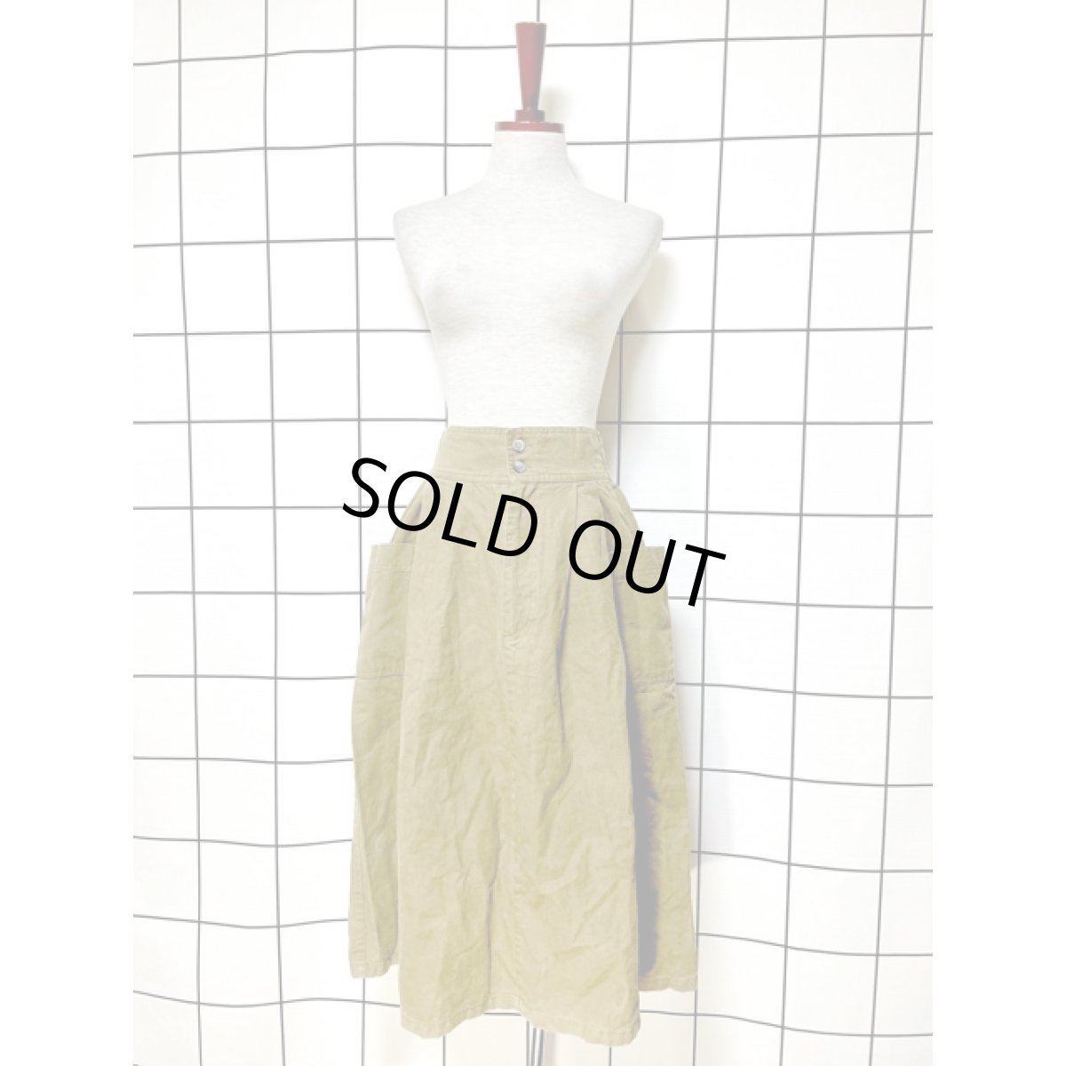 画像4: 無地 ウエストゴム レトロ アメリカ古着 ヴィンテージスカート (4)