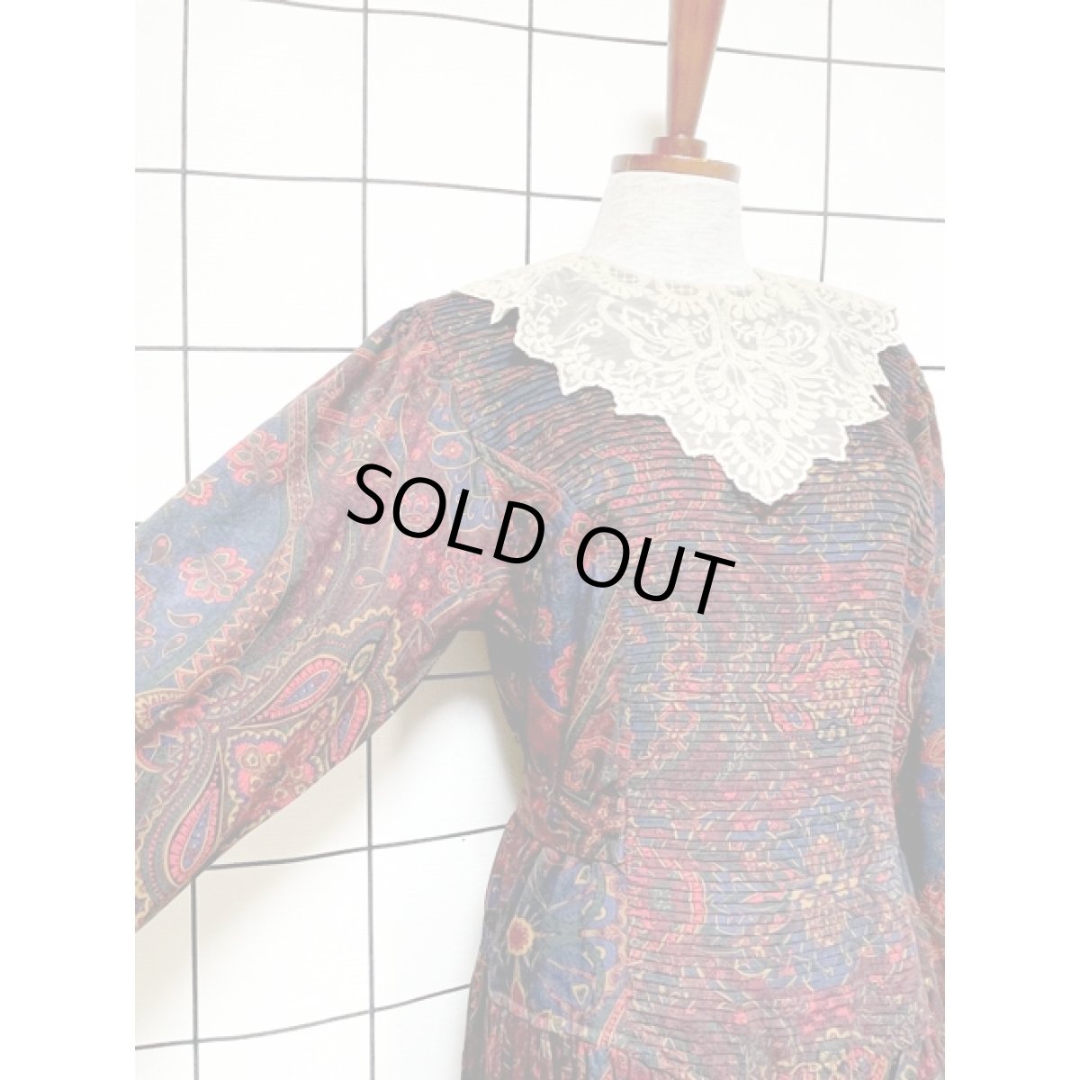 画像7: レース襟 フロントタック バックリボン ヴィンテージ アメリカ古着 ワンピース  (7)