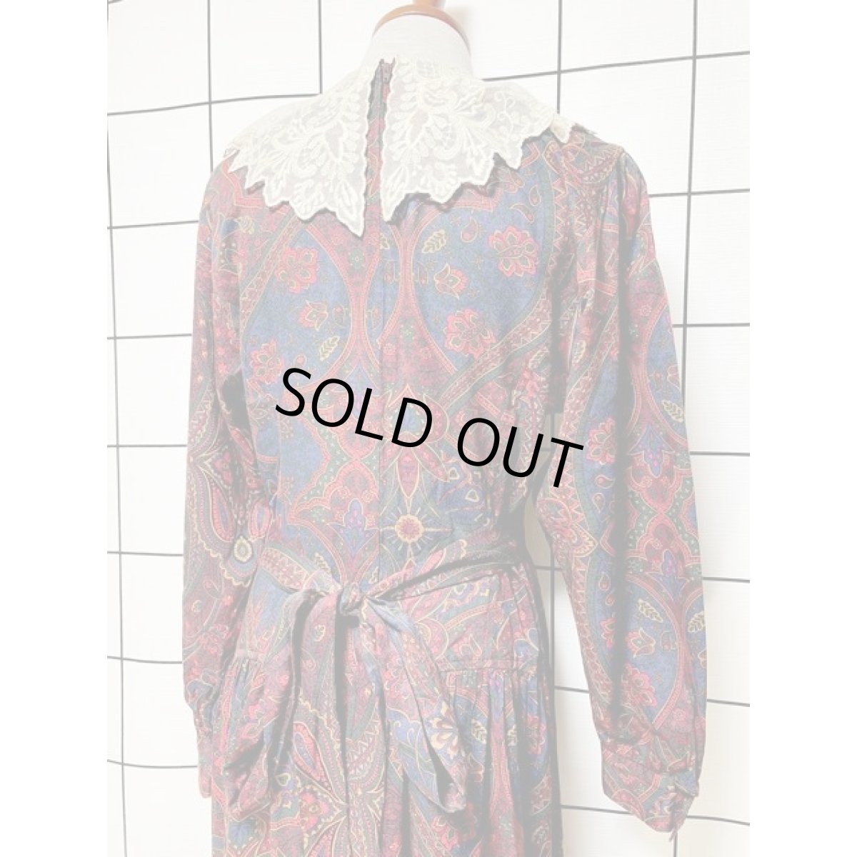 画像3: レース襟 フロントタック バックリボン ヴィンテージ アメリカ古着 ワンピース  (3)