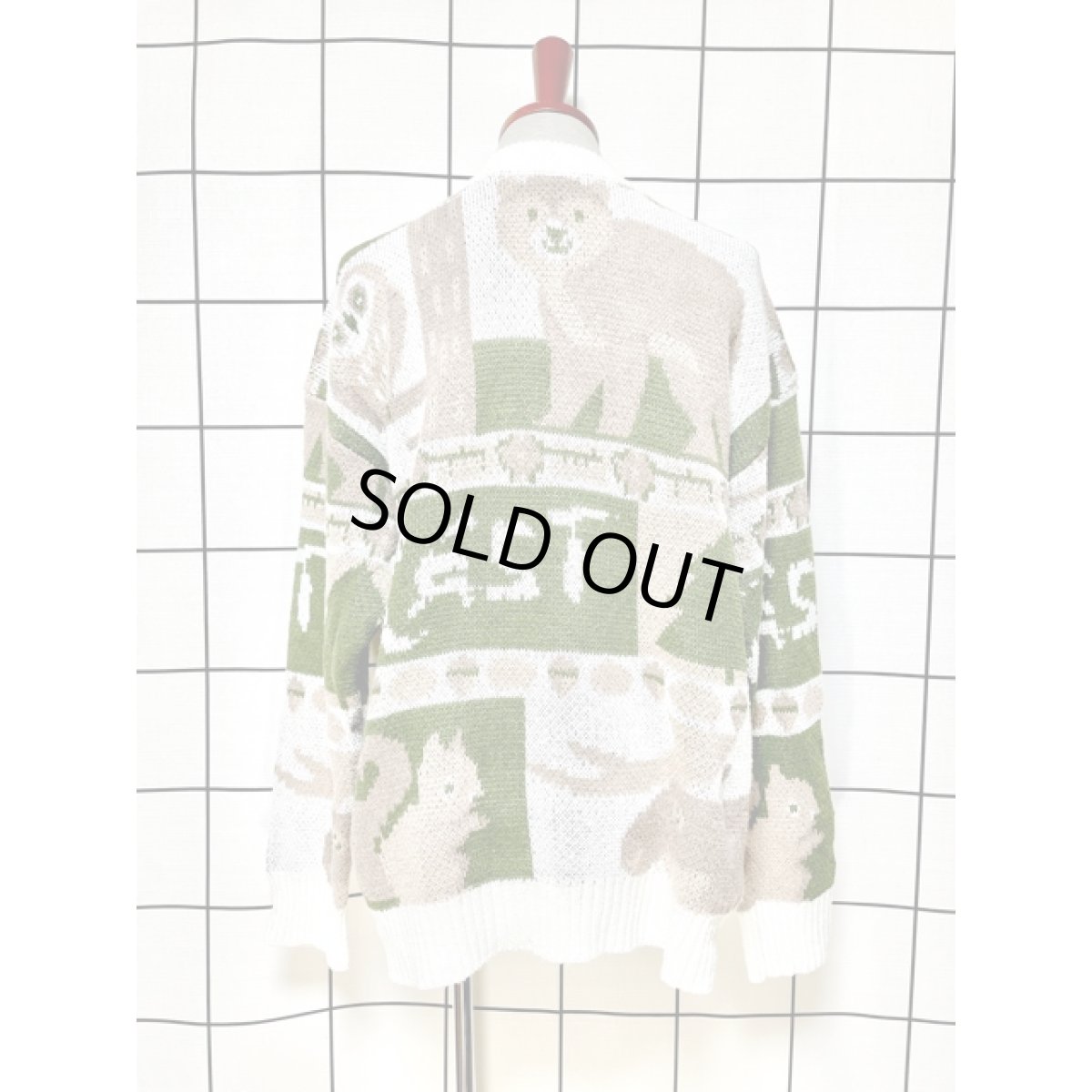 画像2: アニマル模様編み クマ リス フクロウ プルオーバー アメリカ古着 ニットセーター (2)