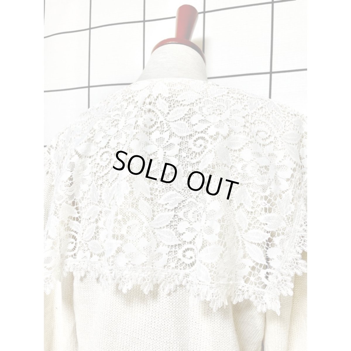 画像3: セーラー襟 フラワーレース オフホワイト プルオーバー アメリカ古着 ヴィンテージ ニットセーター (3)